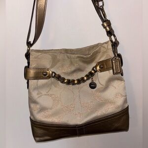 Coach Tan and Brown Shoulder Bag
